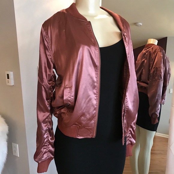 Rose Satin Bomber Jacket - Picture 2 of 3